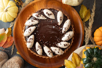 Dark Chocolate & Pumpkin Pie Tart with Spiced Buttercream & Toasted Cacao Nibs 8"