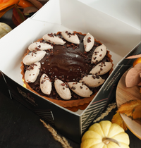 Dark Chocolate & Pumpkin Pie Tart with Spiced Buttercream & Toasted Cacao Nibs 8"