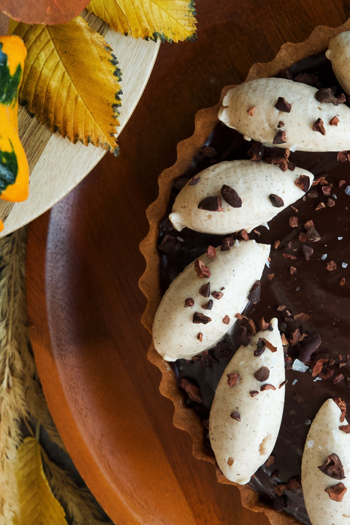 Dark Chocolate & Pumpkin Pie Tart with Spiced Buttercream & Toasted Cacao Nibs 8"