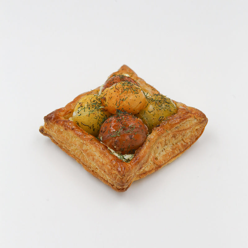 Tomato Puff Pastry on a white background.