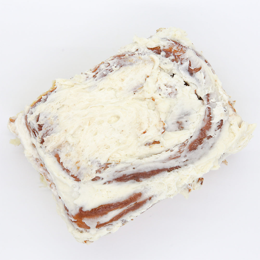 Cinnamon roll on a white background.