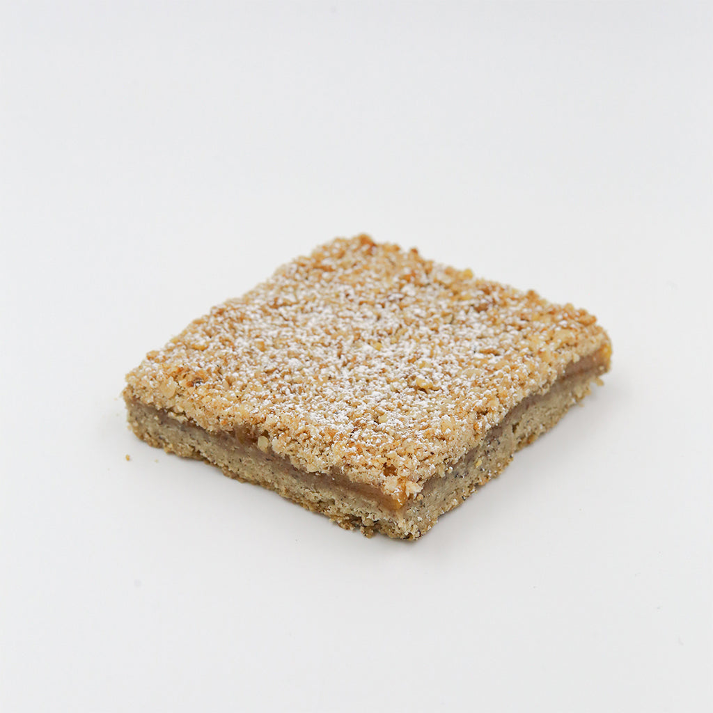 Bourbon Peach Oat Bar on white background.