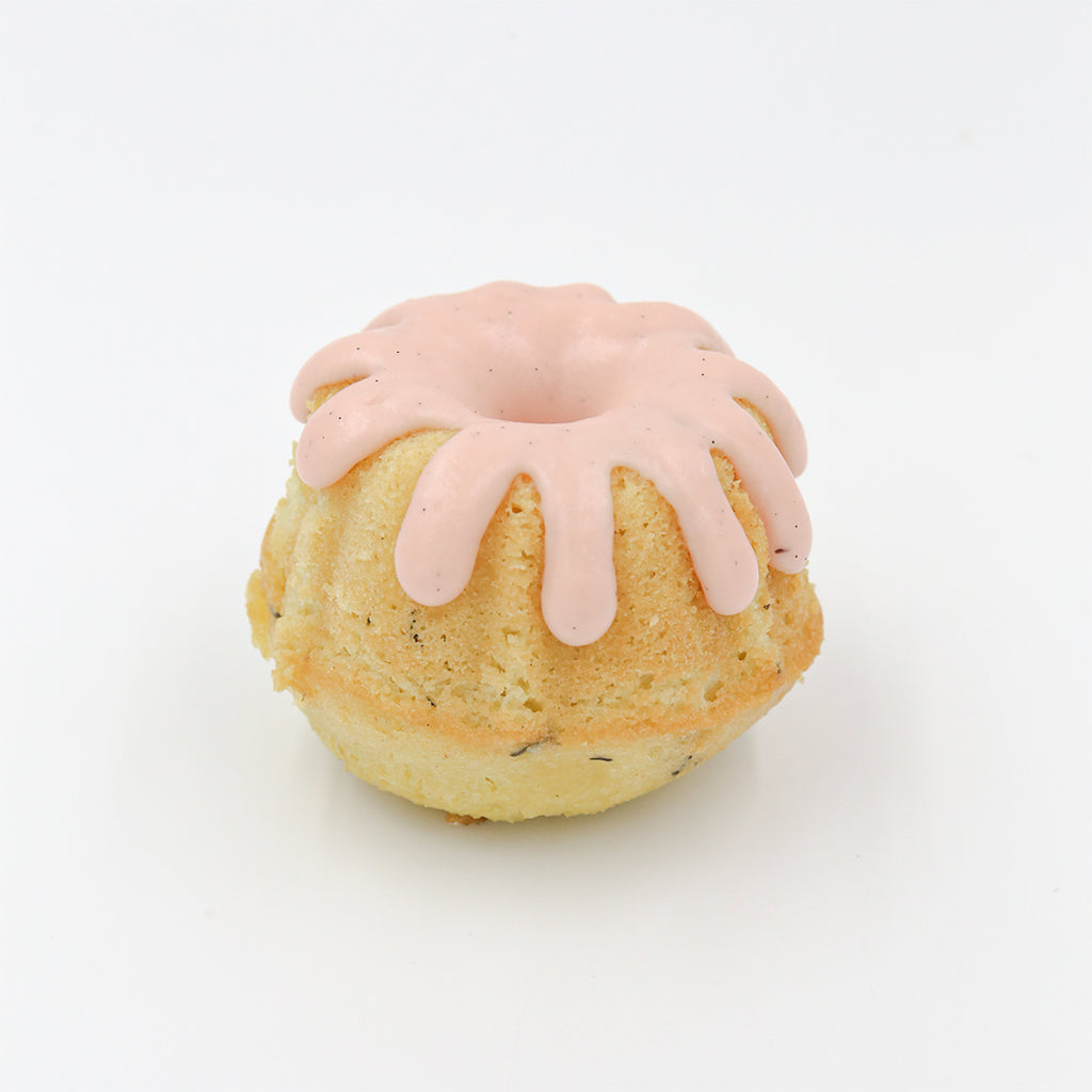 Strawberry & Thyme Olive Oil Cake on a white background.
